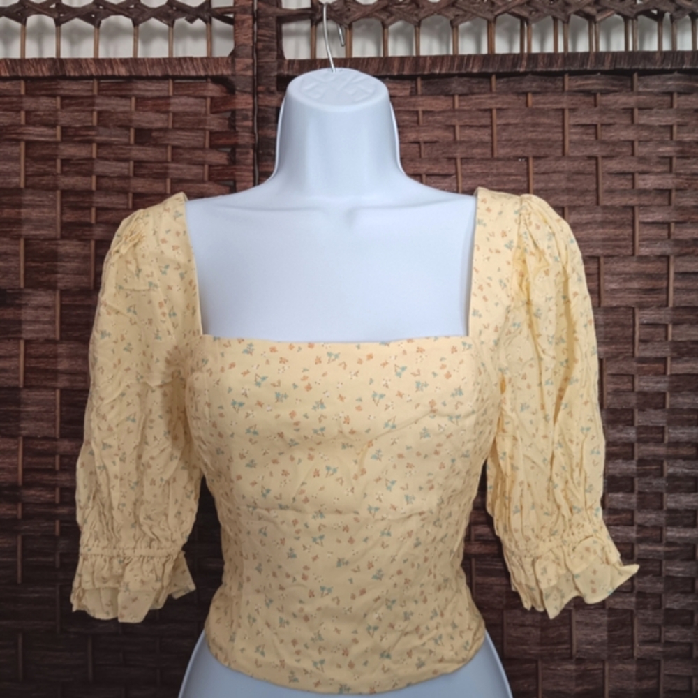 Floral Yellow Puff Sleeve Top
